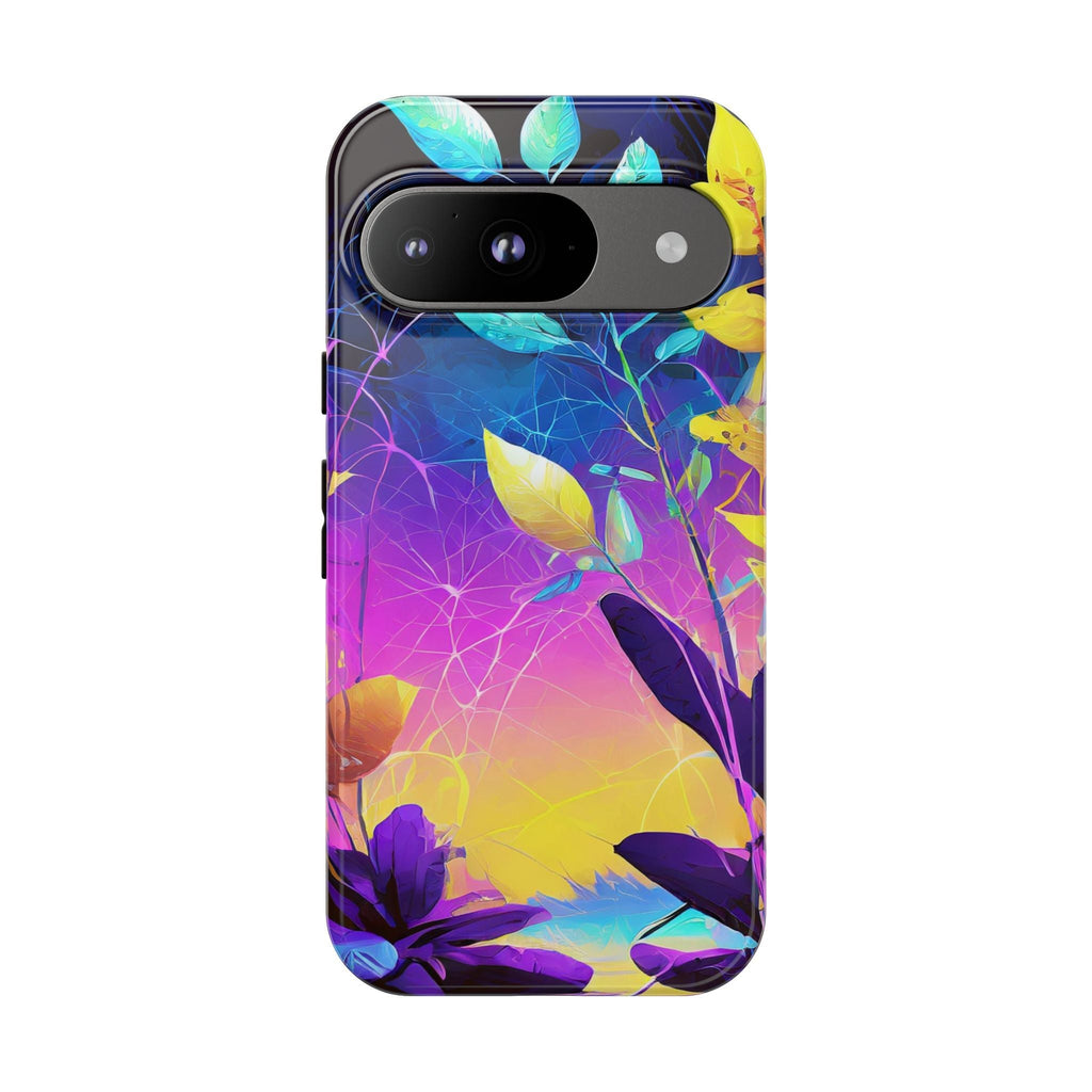 Artistic Vibrant Neon Floral Leaf Tough Phone Case