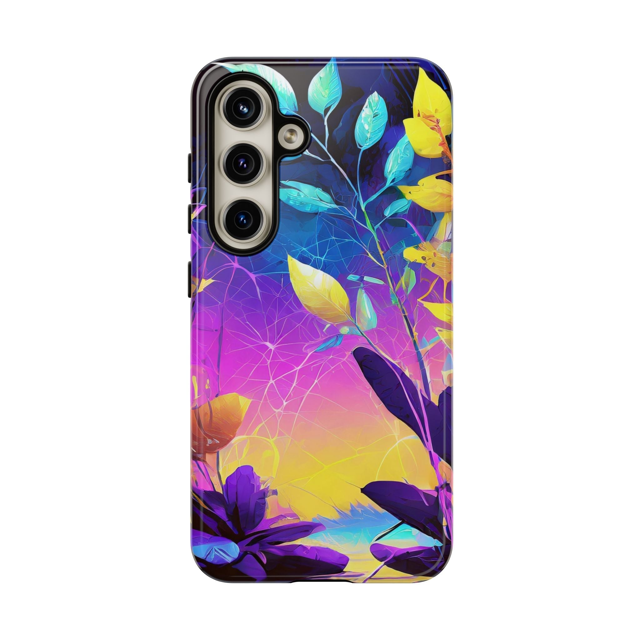 Artistic Vibrant Neon Floral Leaf Tough Phone Case