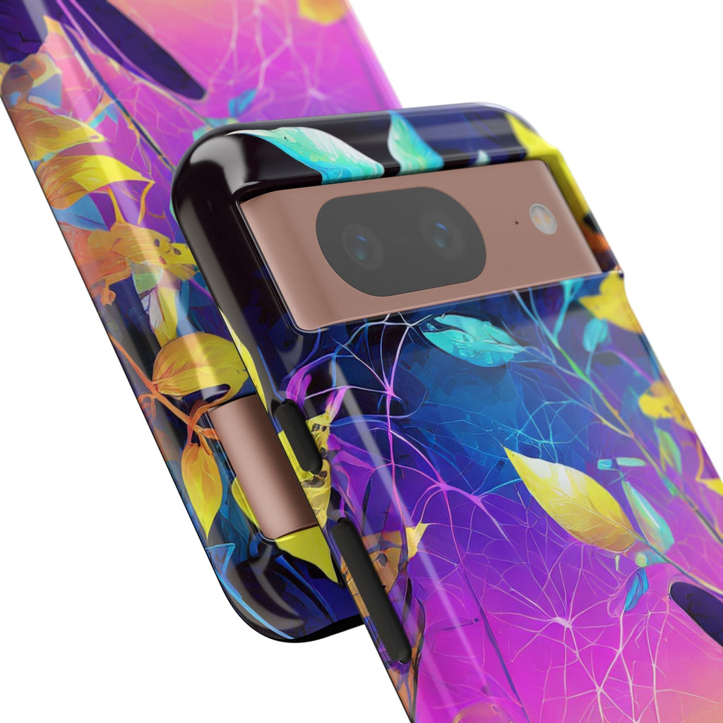 Artistic Vibrant Neon Floral Leaf Tough Phone Case