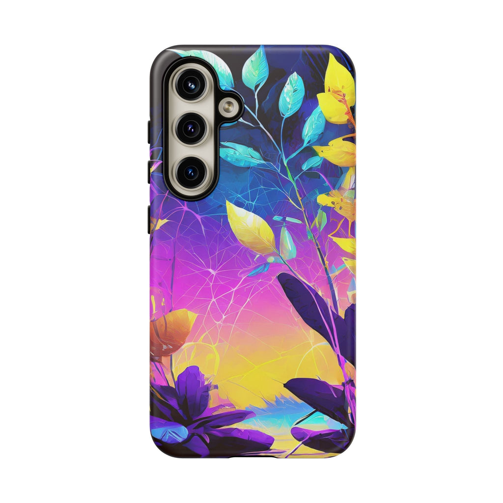Artistic Vibrant Neon Floral Leaf Tough Phone Case