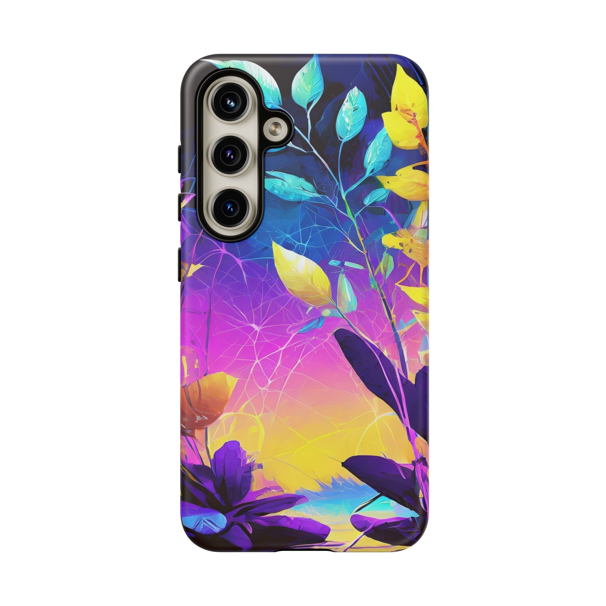 Artistic Vibrant Neon Floral Leaf Tough Phone Case