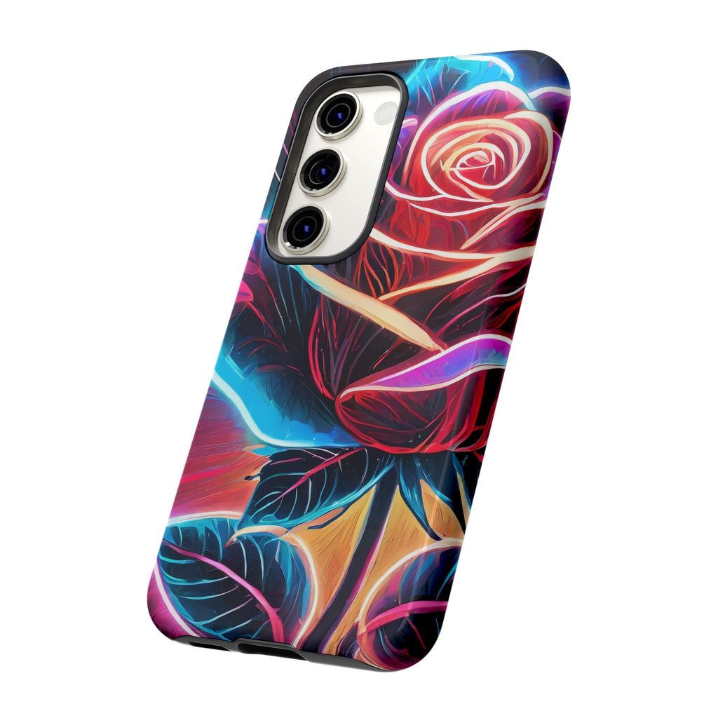 Artistic Neon Rose Tough Phone Case