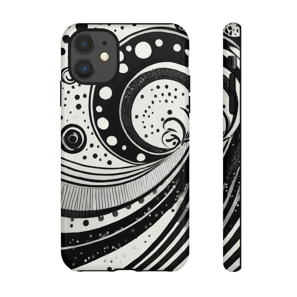 Artistic Black & White Swirl Tough Phone Case