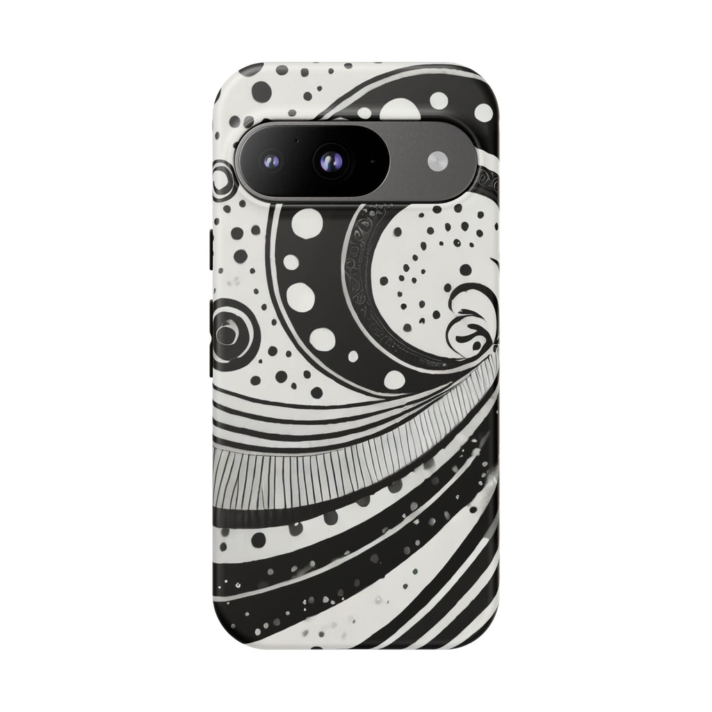 Artistic Black & White Swirl Tough Phone Case
