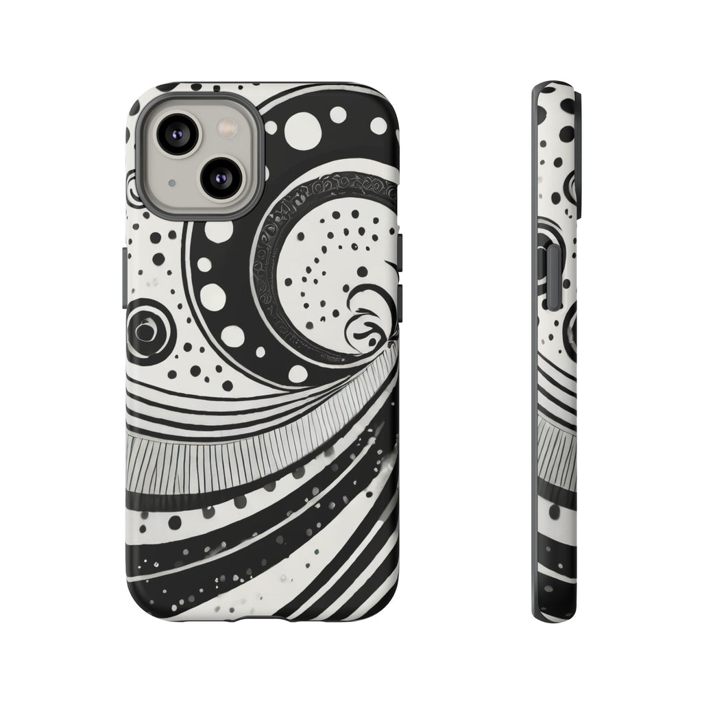 Artistic Black & White Swirl Tough Phone Case