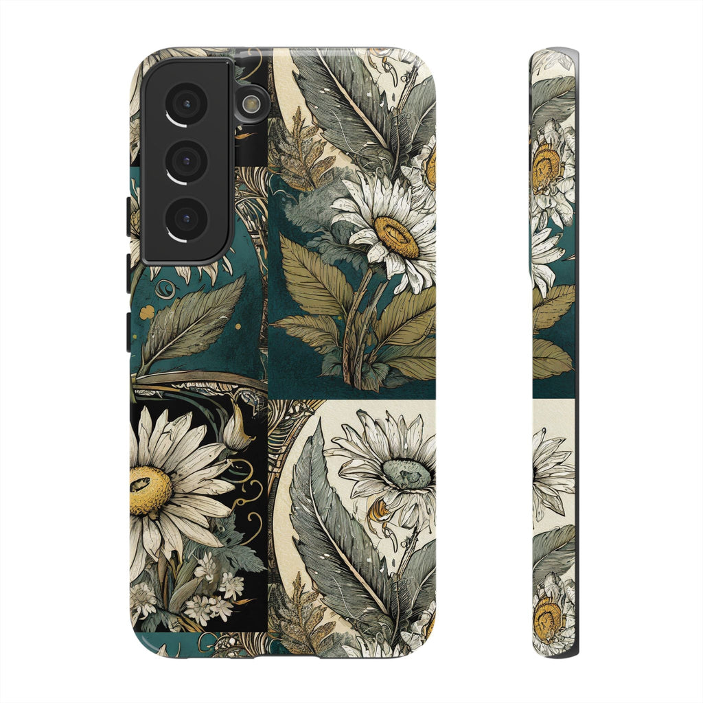 Abstract Teal Daisy Tough Phone Case