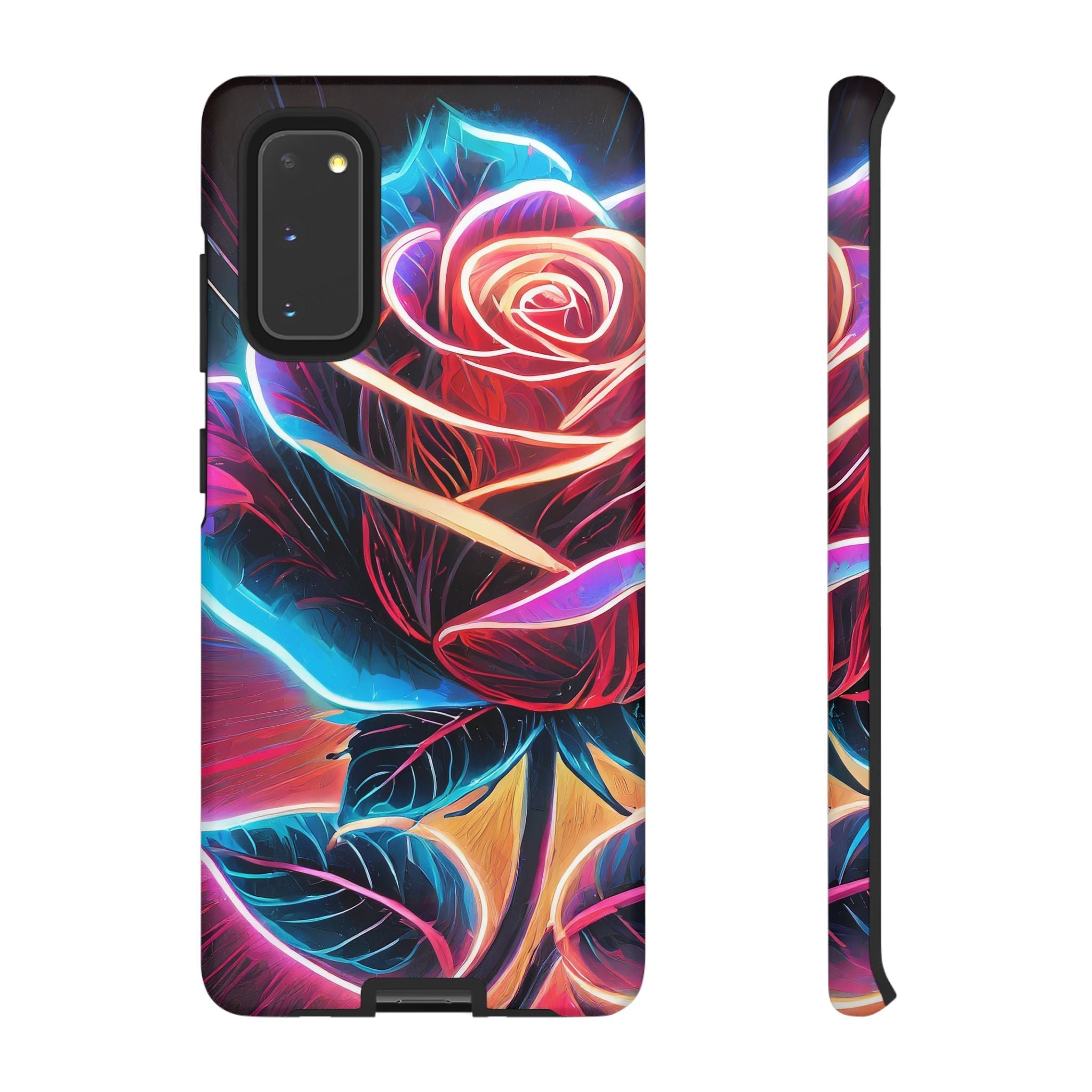 Artistic Neon Rose Tough Phone Case