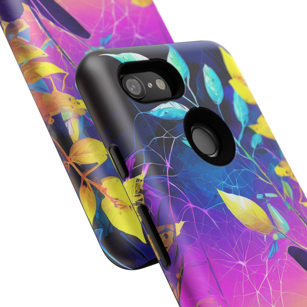 Artistic Vibrant Neon Floral Leaf Tough Phone Case
