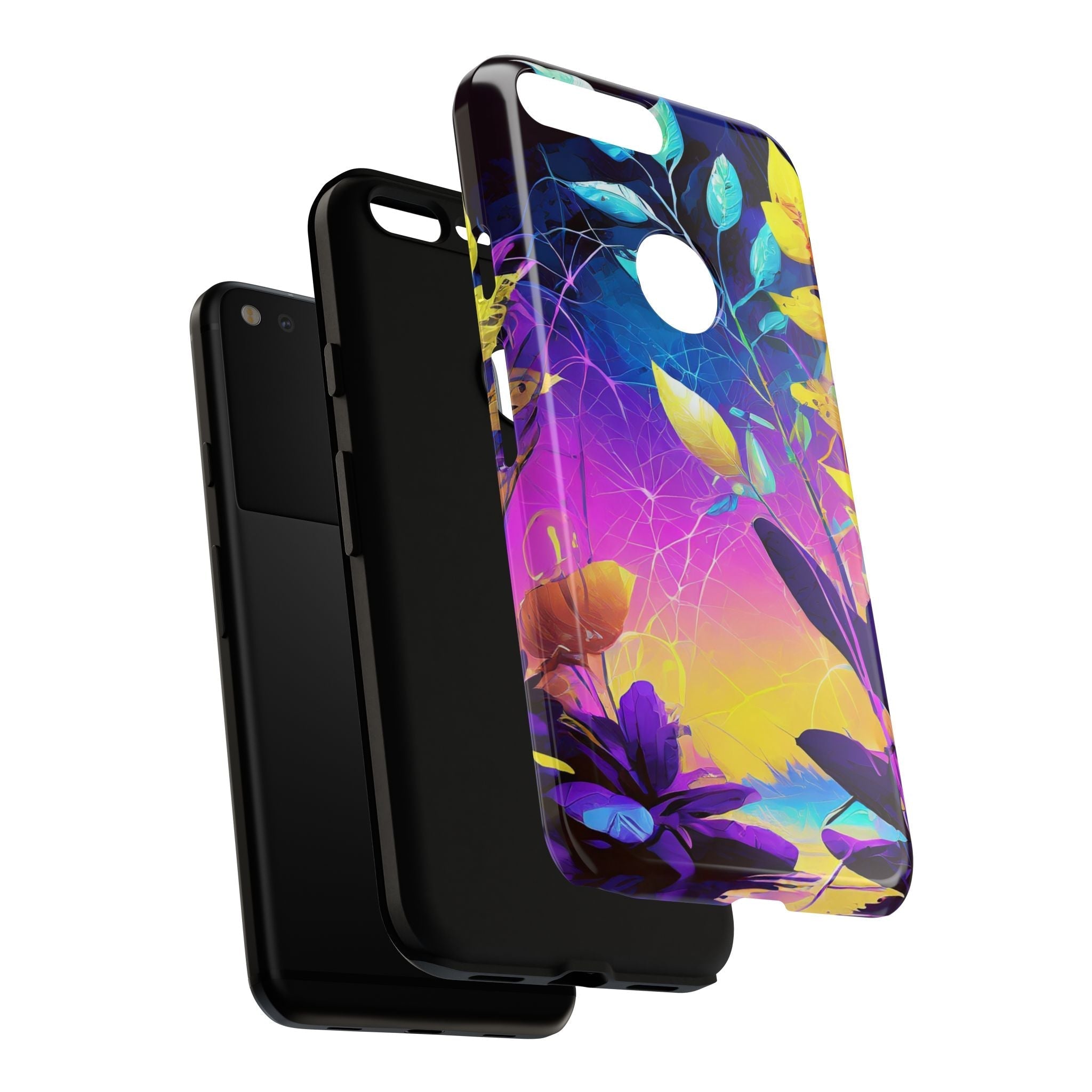 Artistic Vibrant Neon Floral Leaf Tough Phone Case