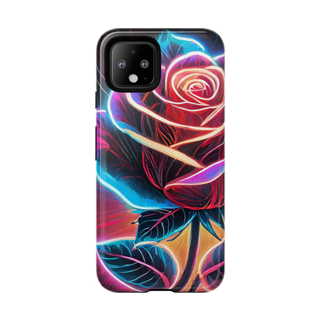 Artistic Neon Rose Tough Phone Case
