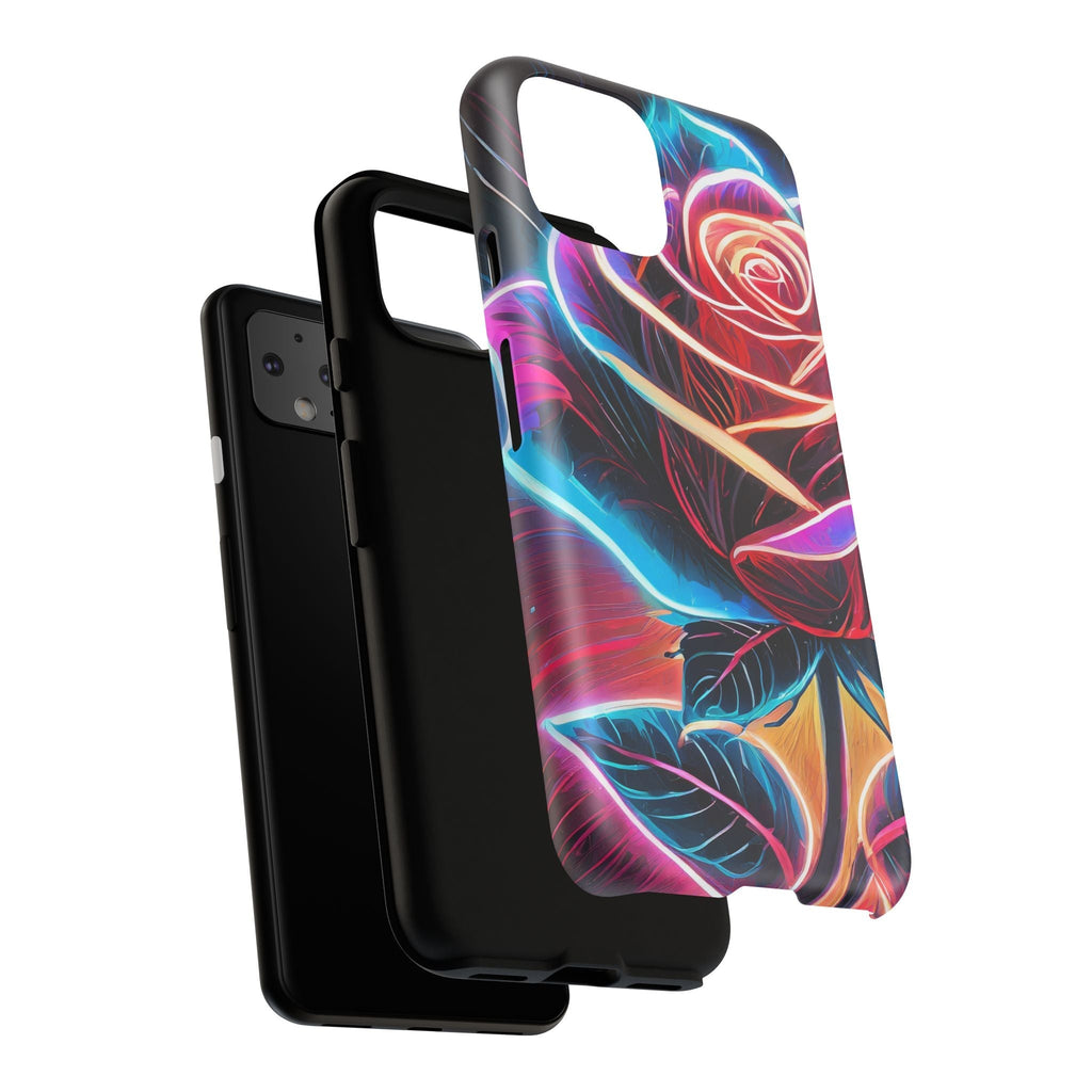 Artistic Neon Rose Tough Phone Case