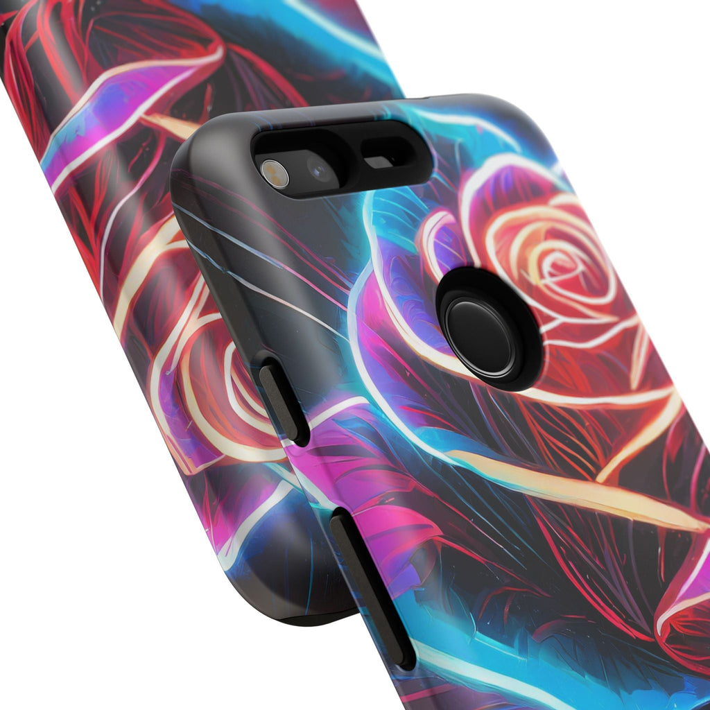 Artistic Neon Rose Tough Phone Case