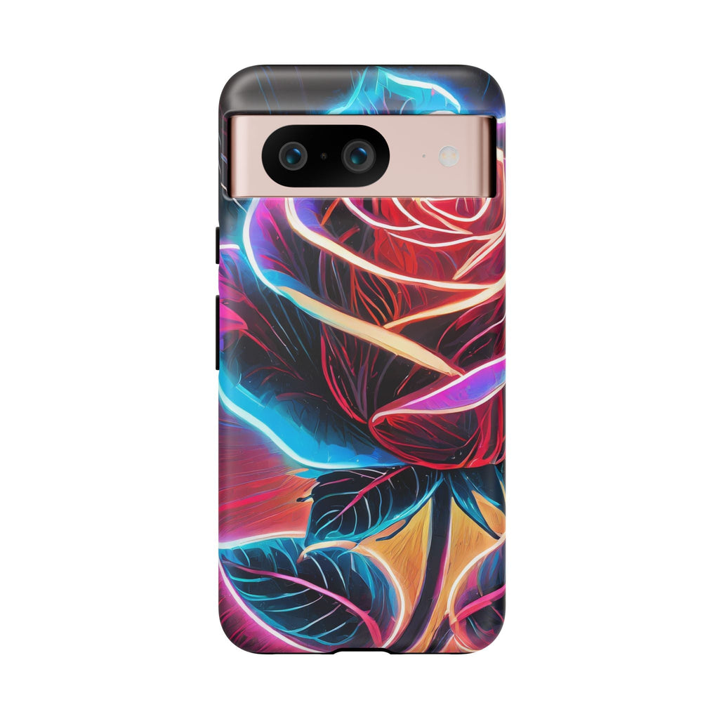 Artistic Neon Rose Tough Phone Case
