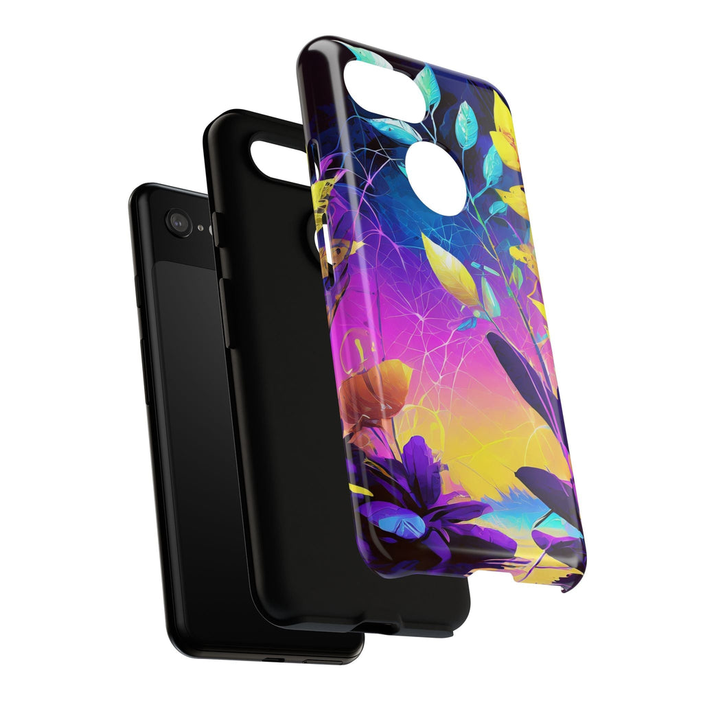 Artistic Vibrant Neon Floral Leaf Tough Phone Case