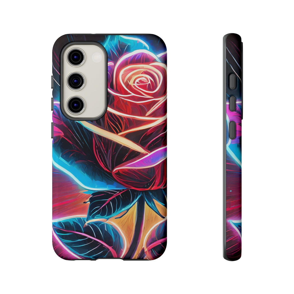 Artistic Neon Rose Tough Phone Case