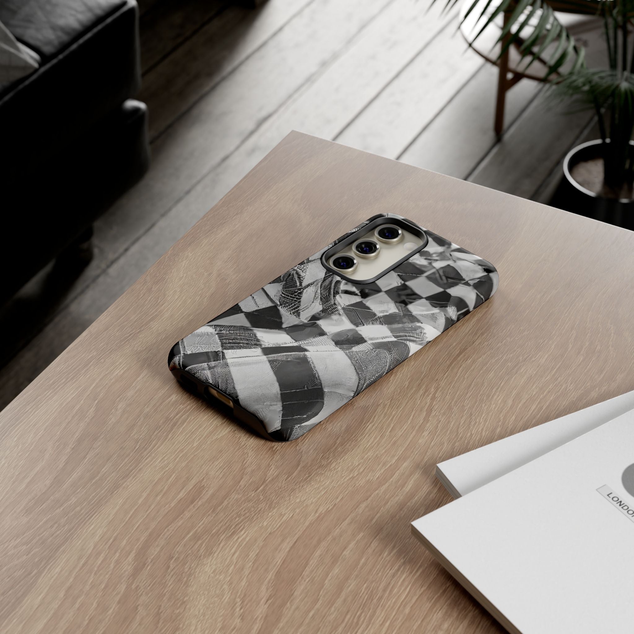 Abstract Checker Print Tough Phone Case