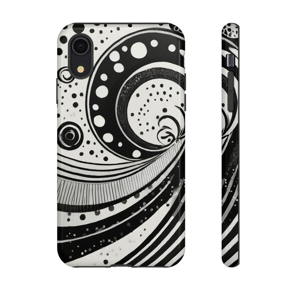 Artistic Black & White Swirl Tough Phone Case