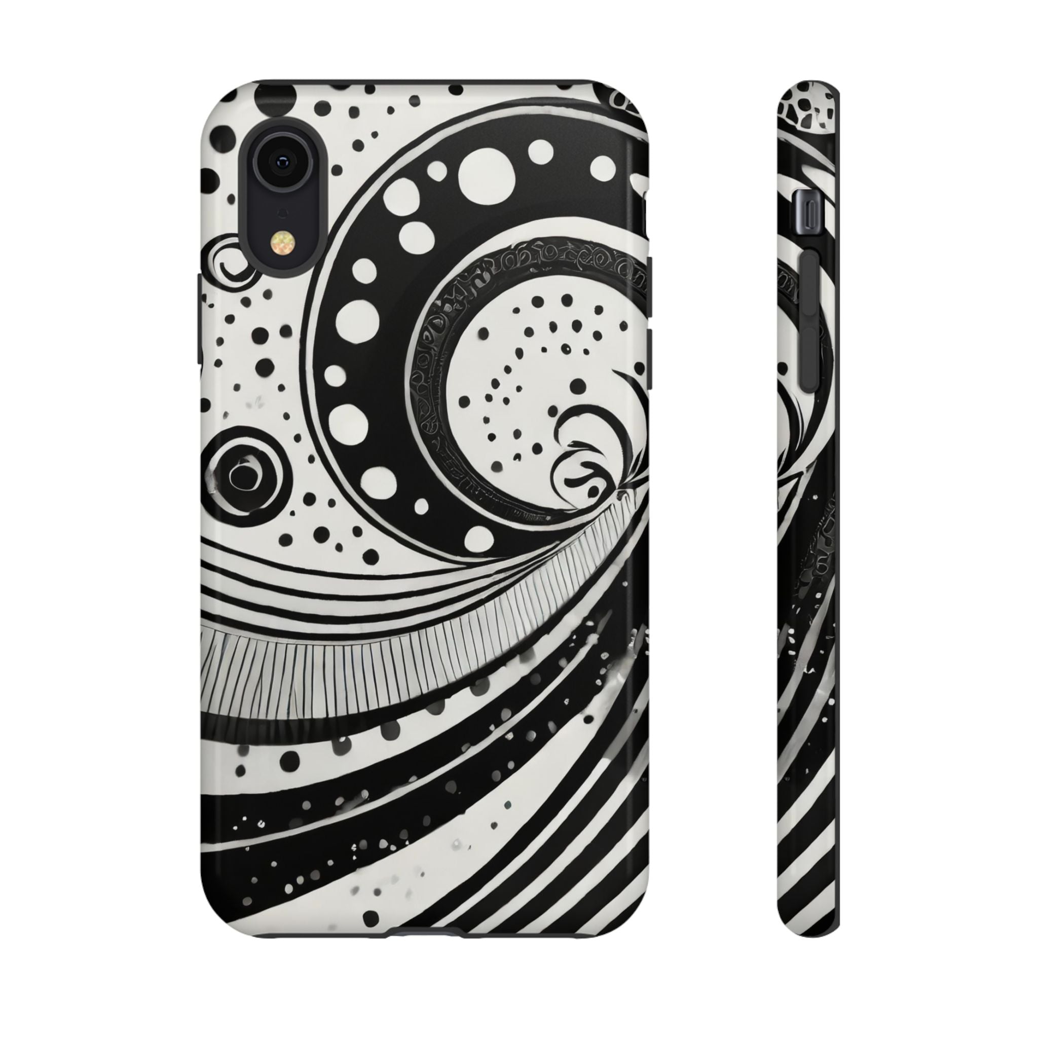 Artistic Black & White Swirl Tough Phone Case