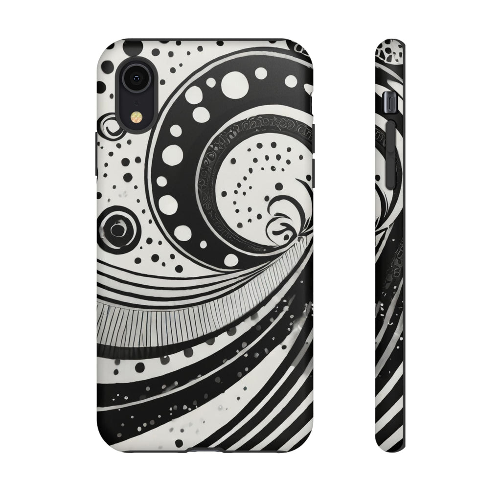 Artistic Black & White Swirl Tough Phone Case
