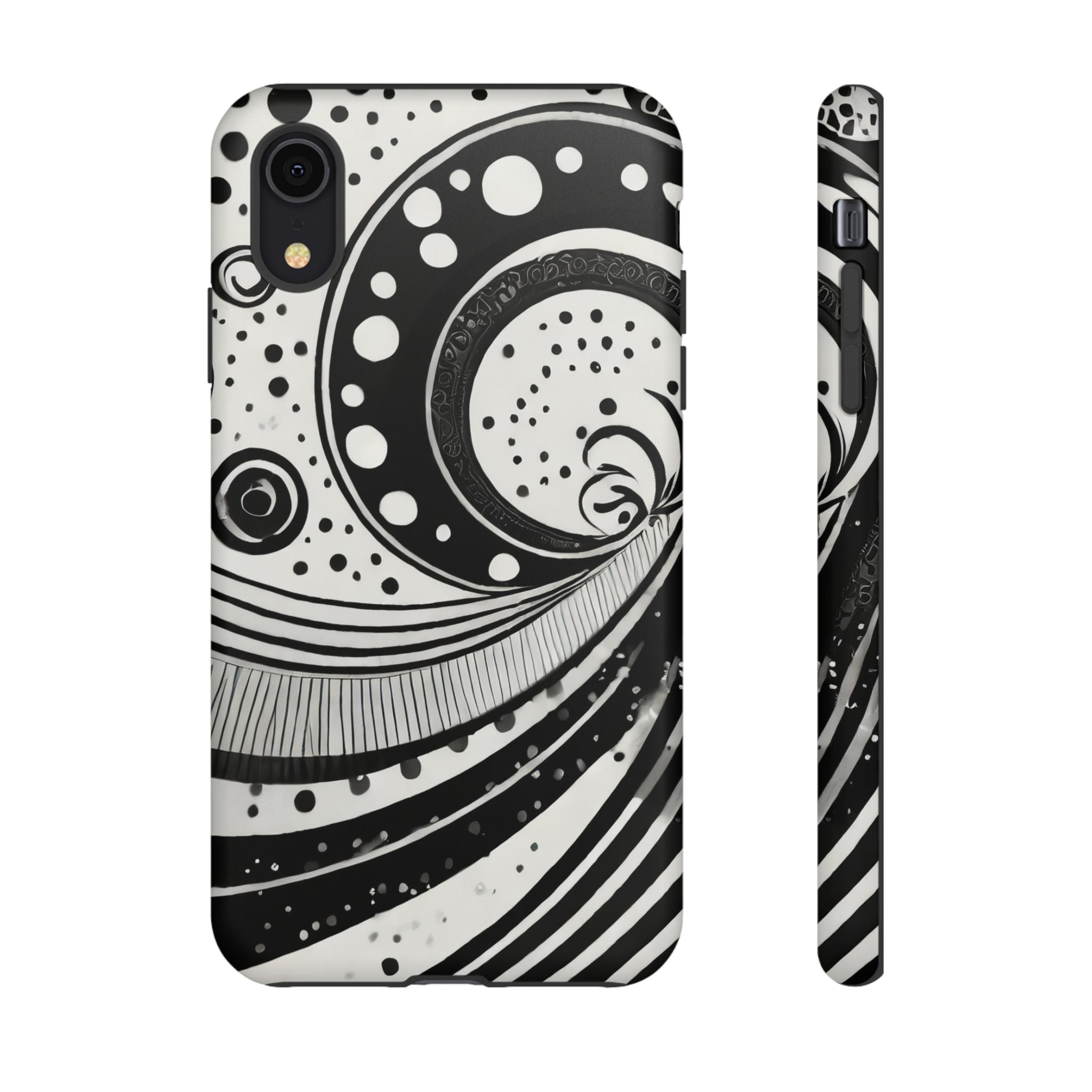 Artistic Black & White Swirl Tough Phone Case