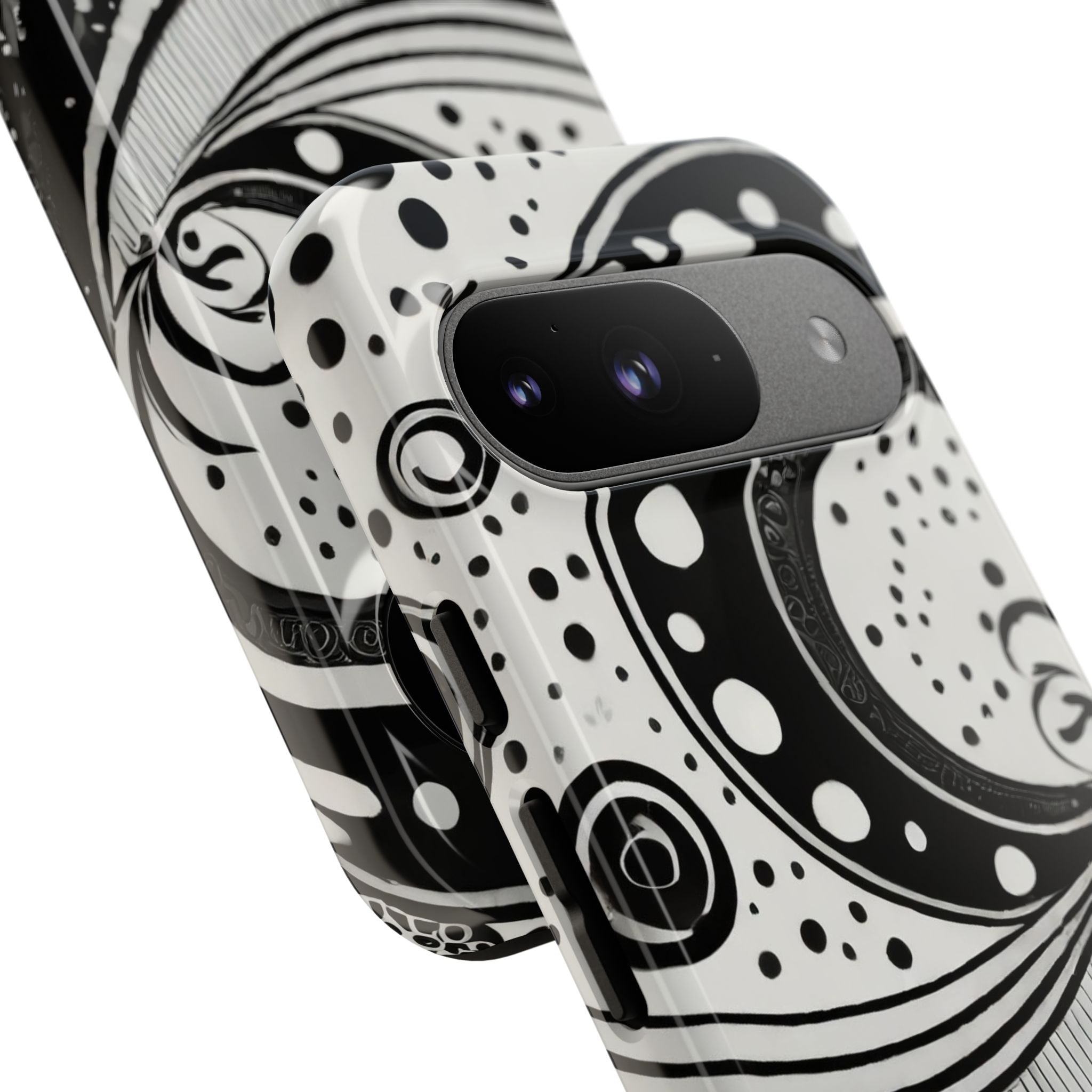 Artistic Black & White Swirl Tough Phone Case