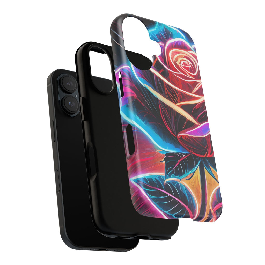 Artistic Neon Rose Tough Phone Case