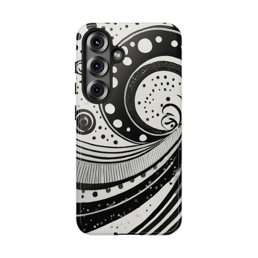 Artistic Black & White Swirl Tough Phone Case