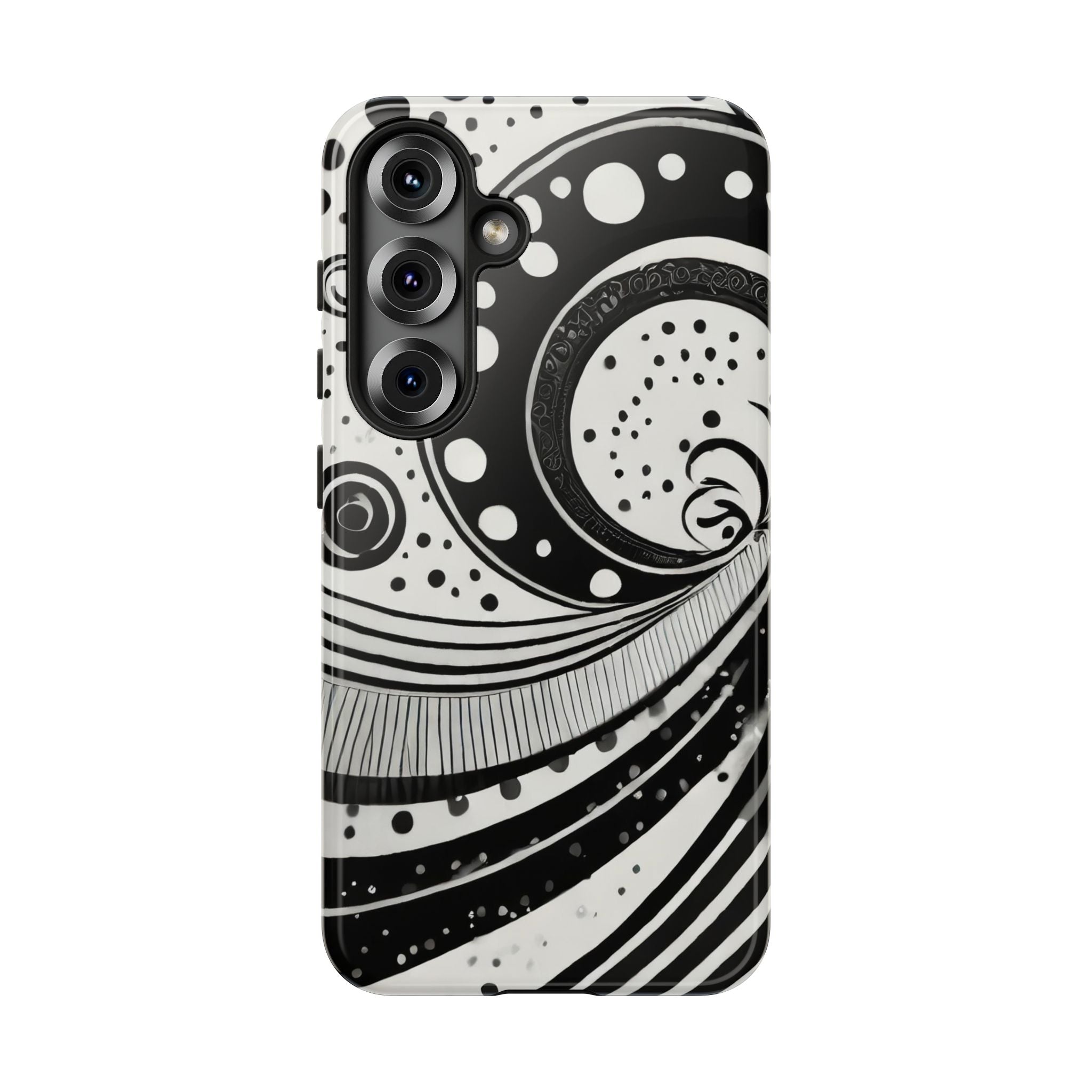 Artistic Black & White Swirl Tough Phone Case