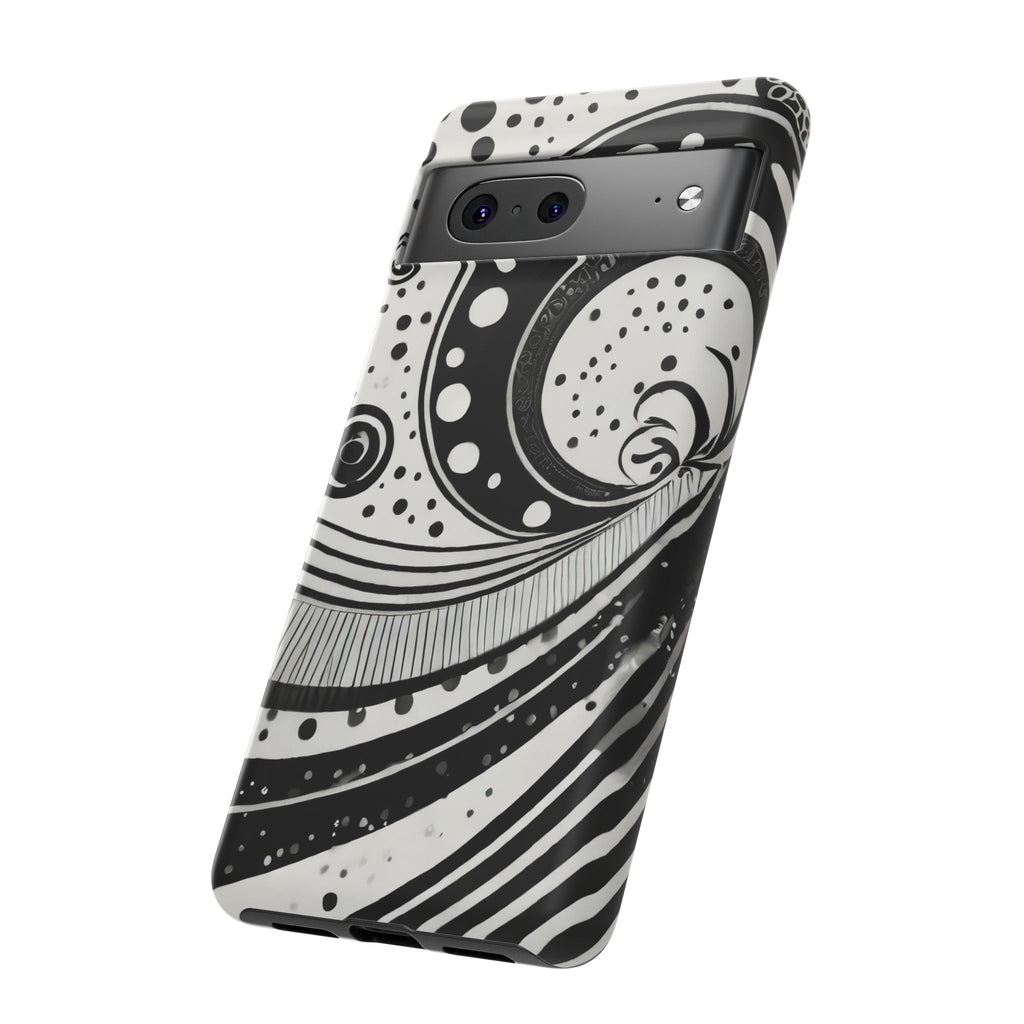 Artistic Black & White Swirl Tough Phone Case