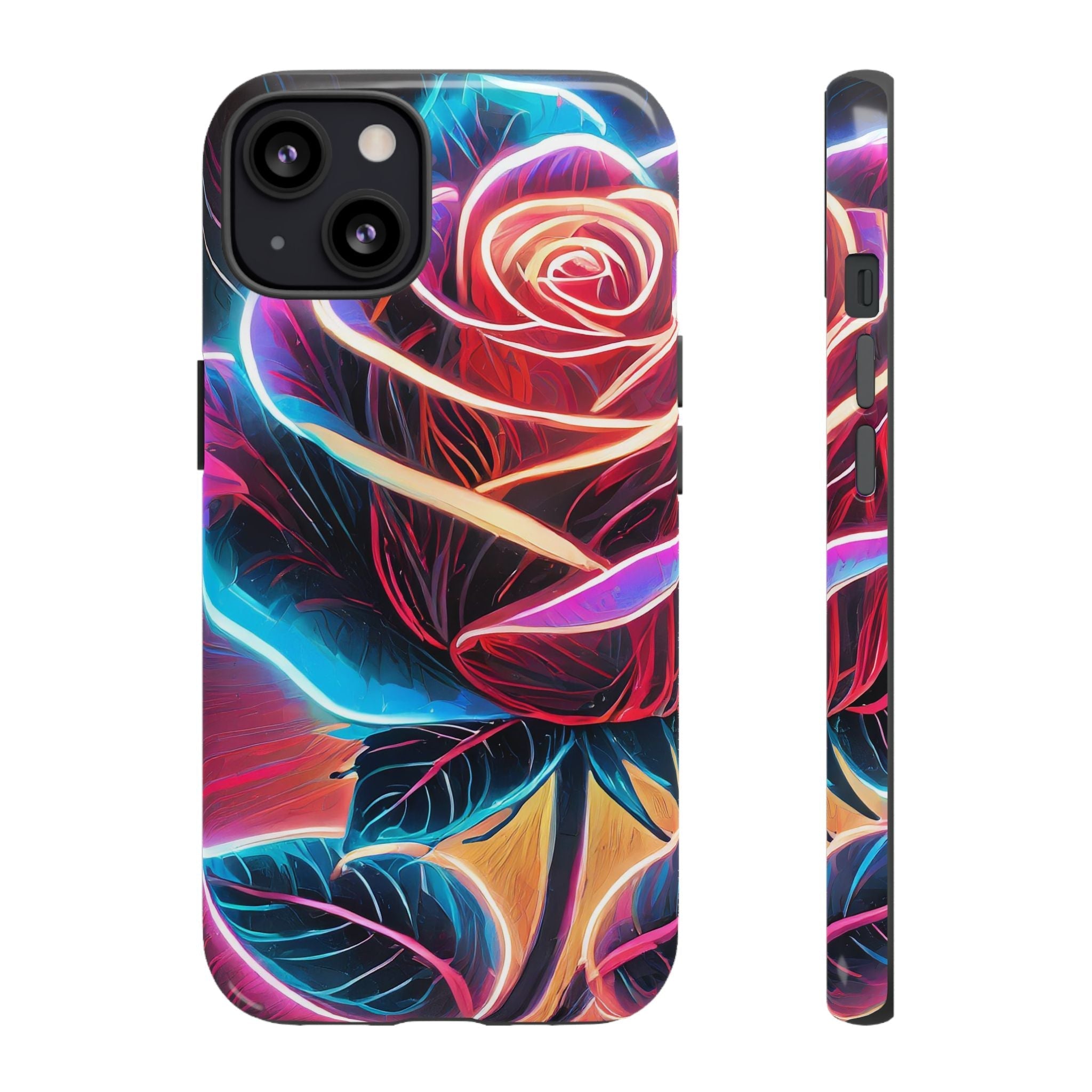 Artistic Neon Rose Tough Phone Case