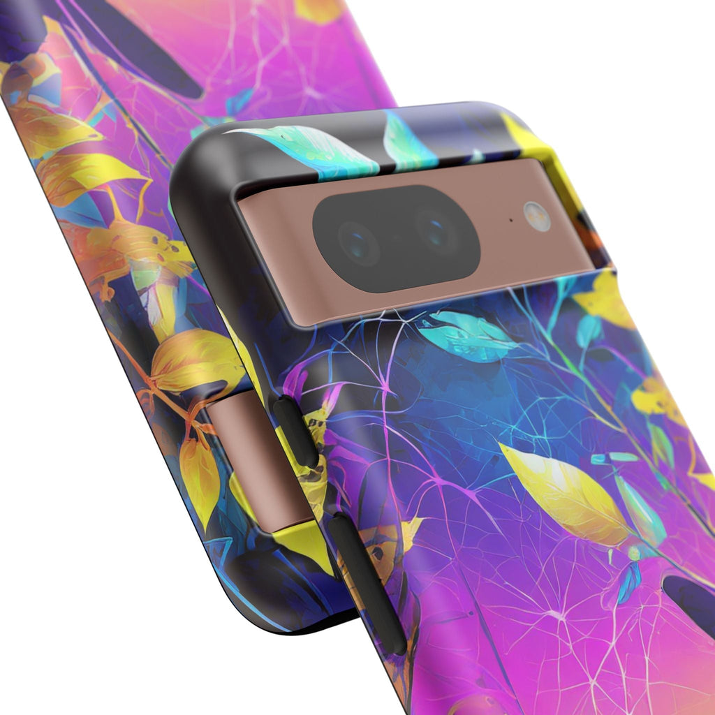 Artistic Vibrant Neon Floral Leaf Tough Phone Case