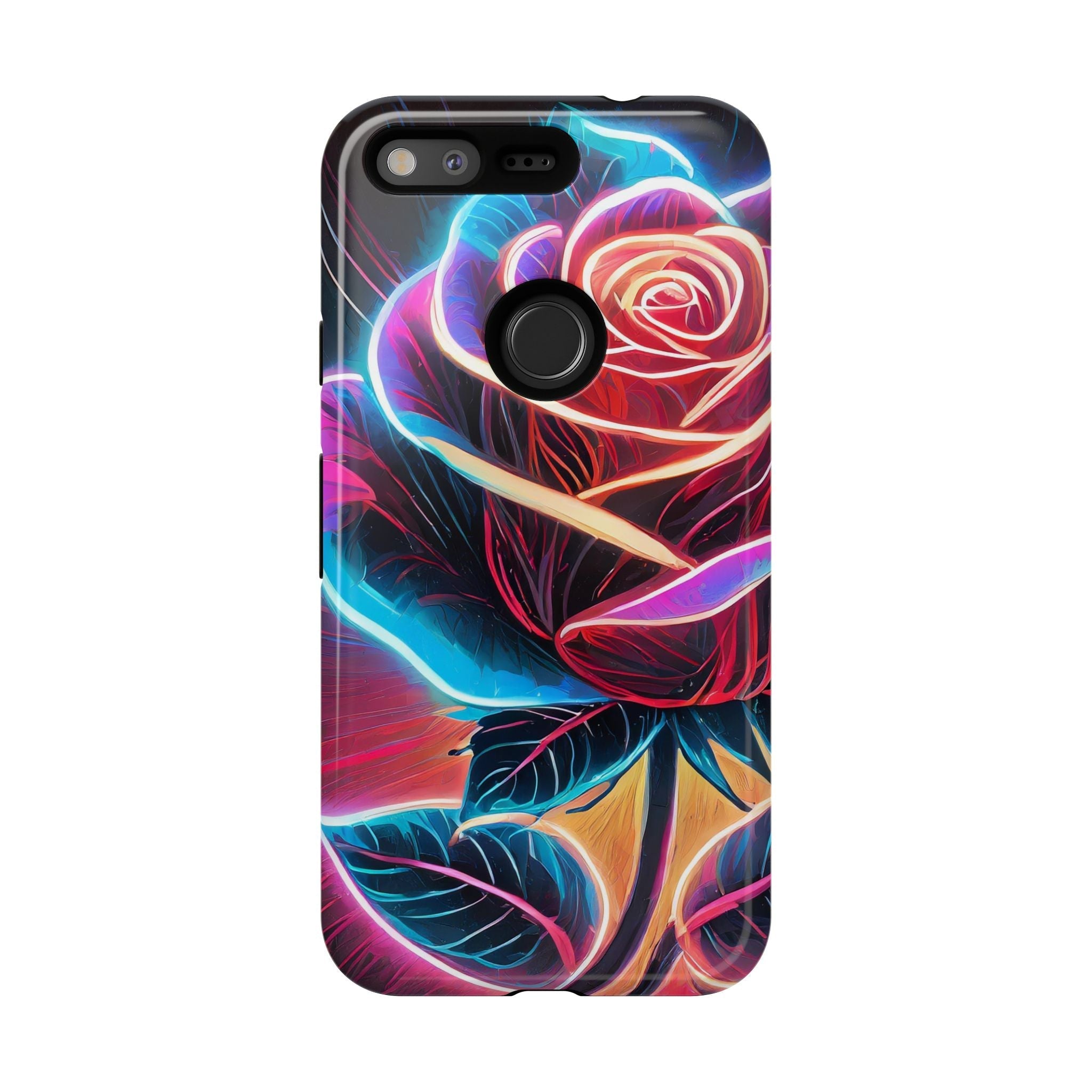 Artistic Neon Rose Tough Phone Case