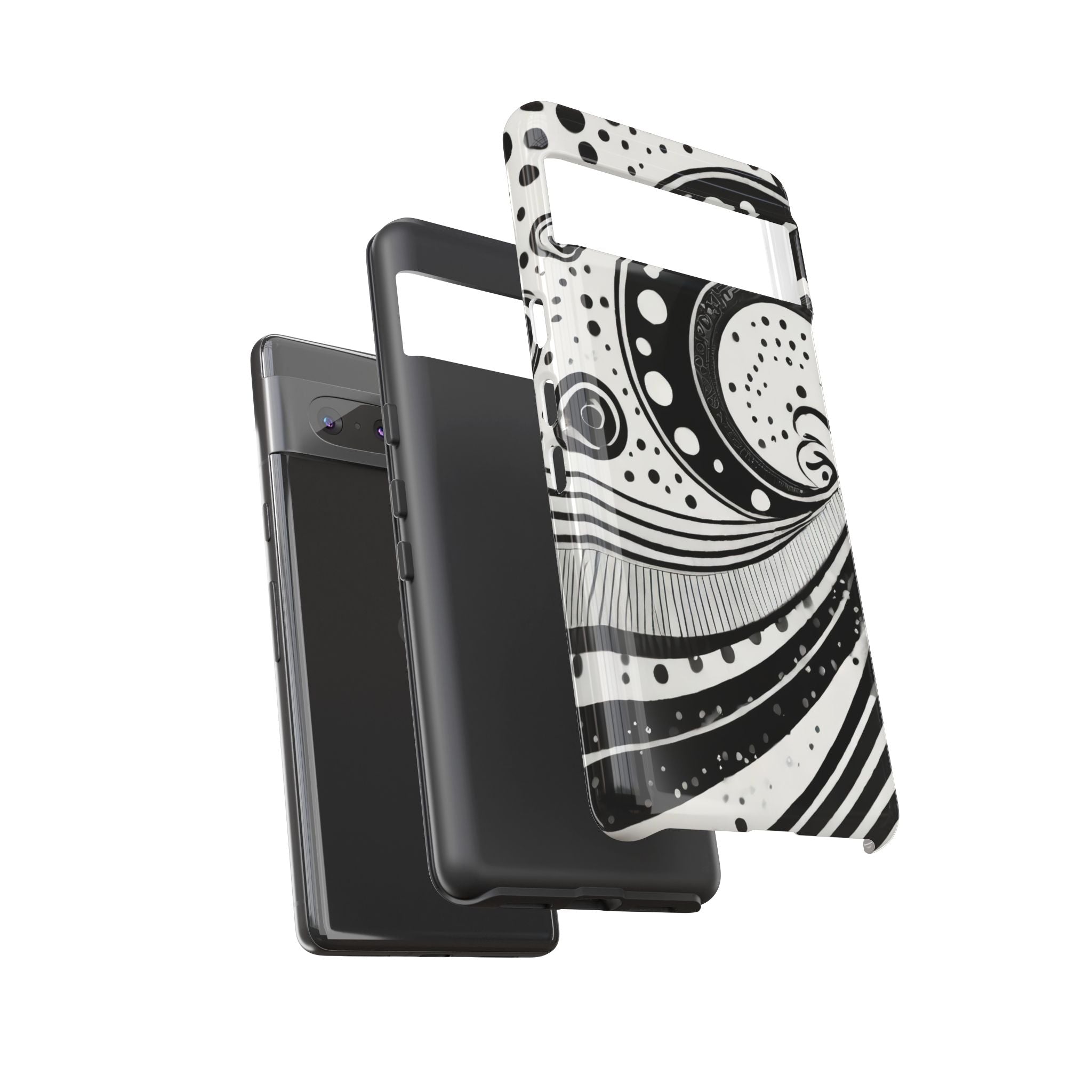 Artistic Black & White Swirl Tough Phone Case