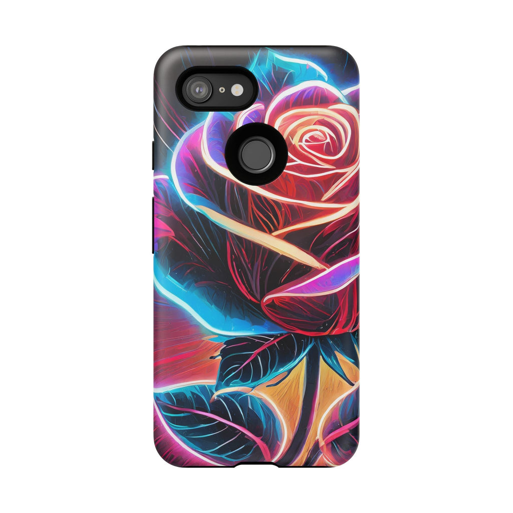 Artistic Neon Rose Tough Phone Case