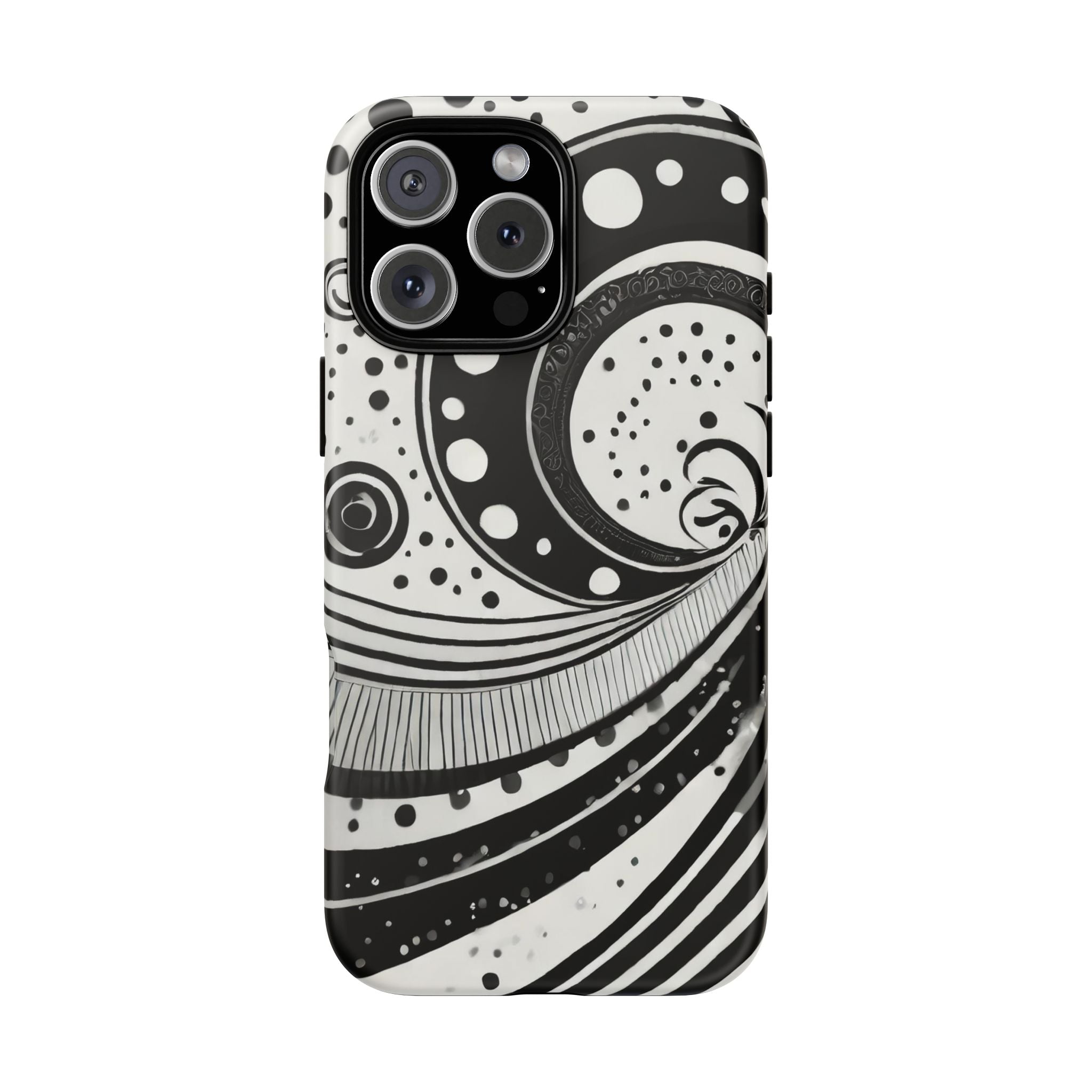 Artistic Black & White Swirl Tough Phone Case