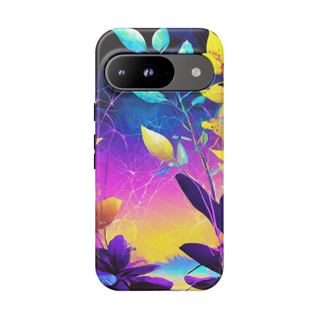 Artistic Vibrant Neon Floral Leaf Tough Phone Case