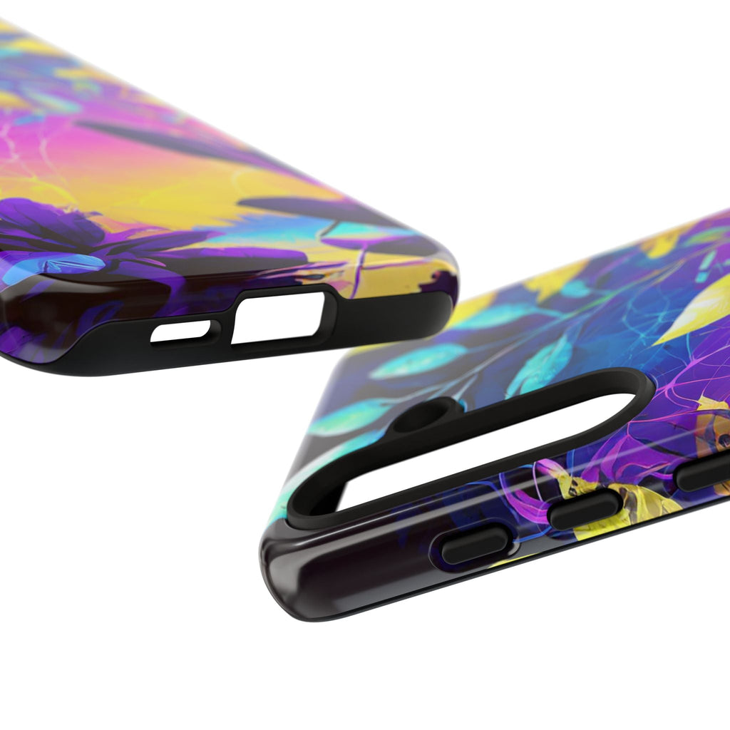 Artistic Vibrant Neon Floral Leaf Tough Phone Case