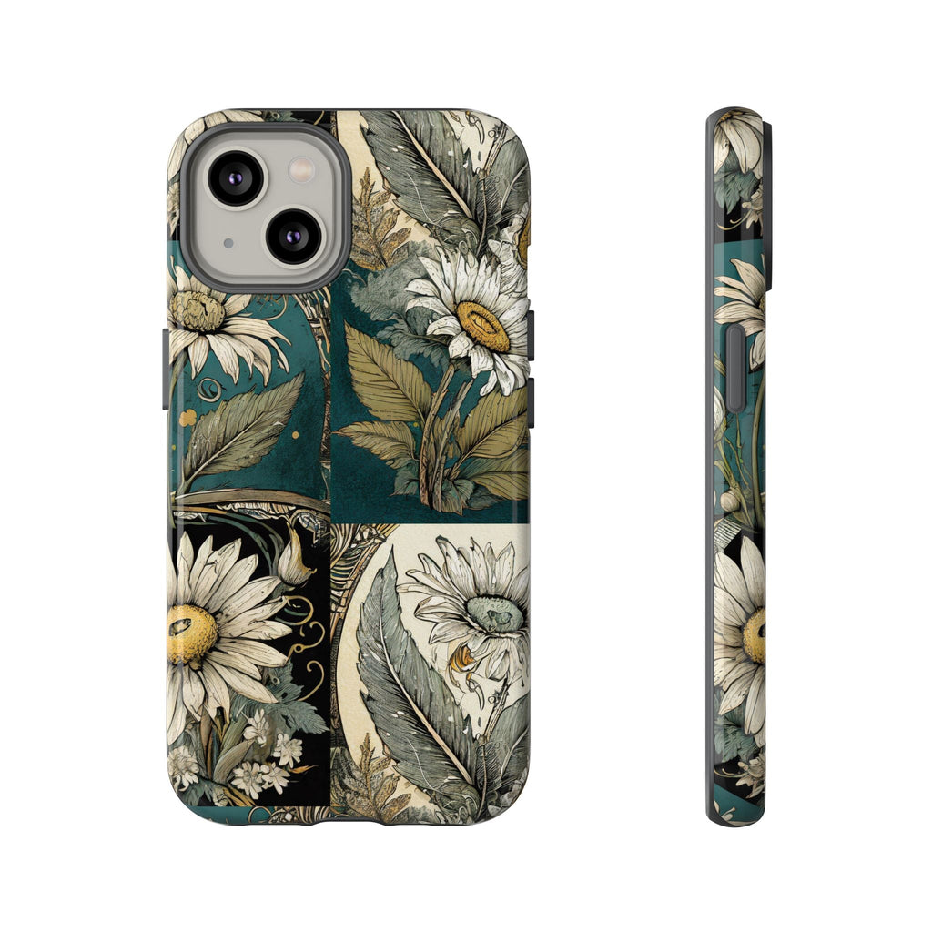 Abstract Teal Daisy Tough Phone Case