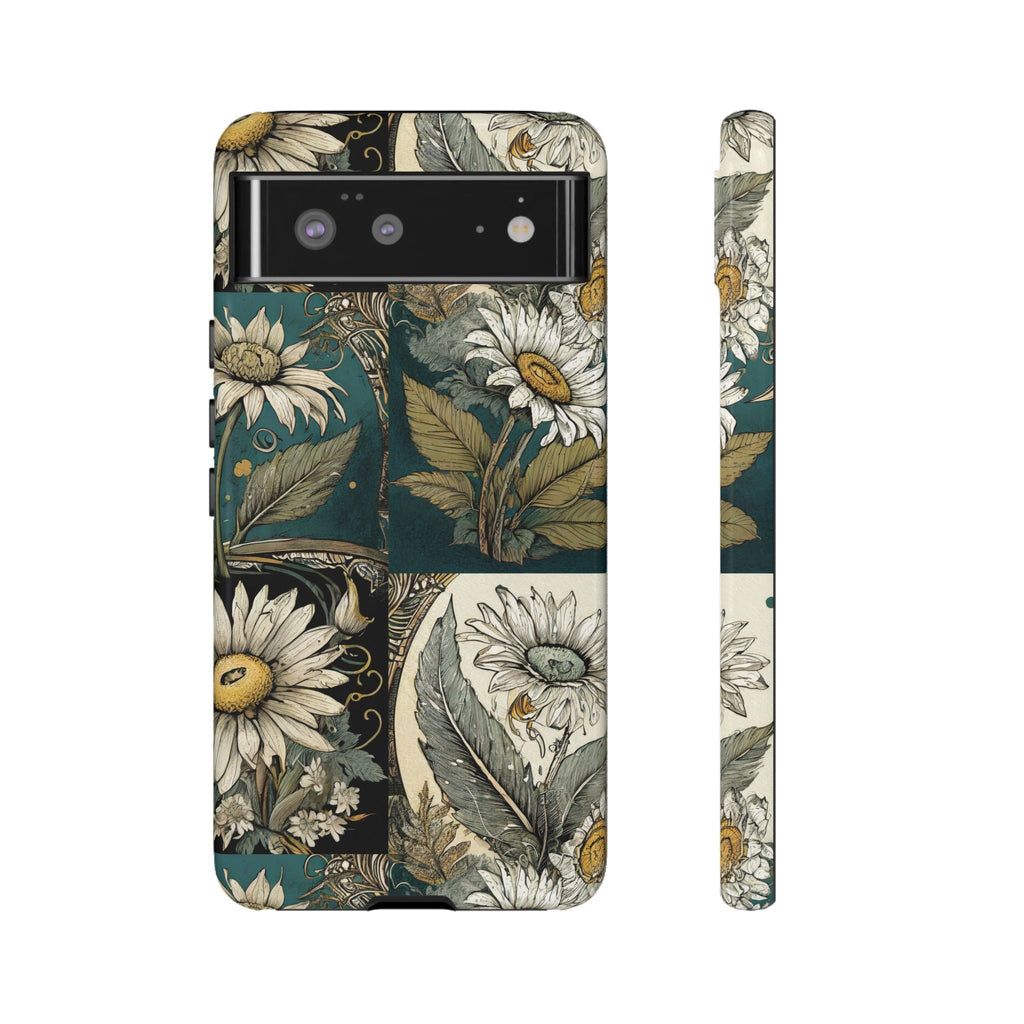 Abstract Teal Daisy Tough Phone Case
