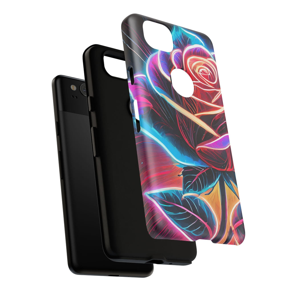 Artistic Neon Rose Tough Phone Case