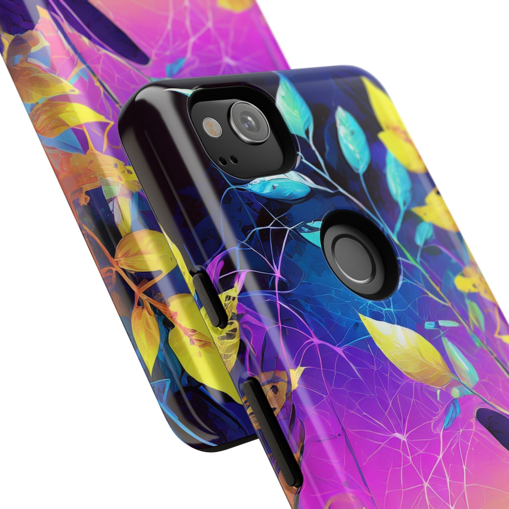 Artistic Vibrant Neon Floral Leaf Tough Phone Case