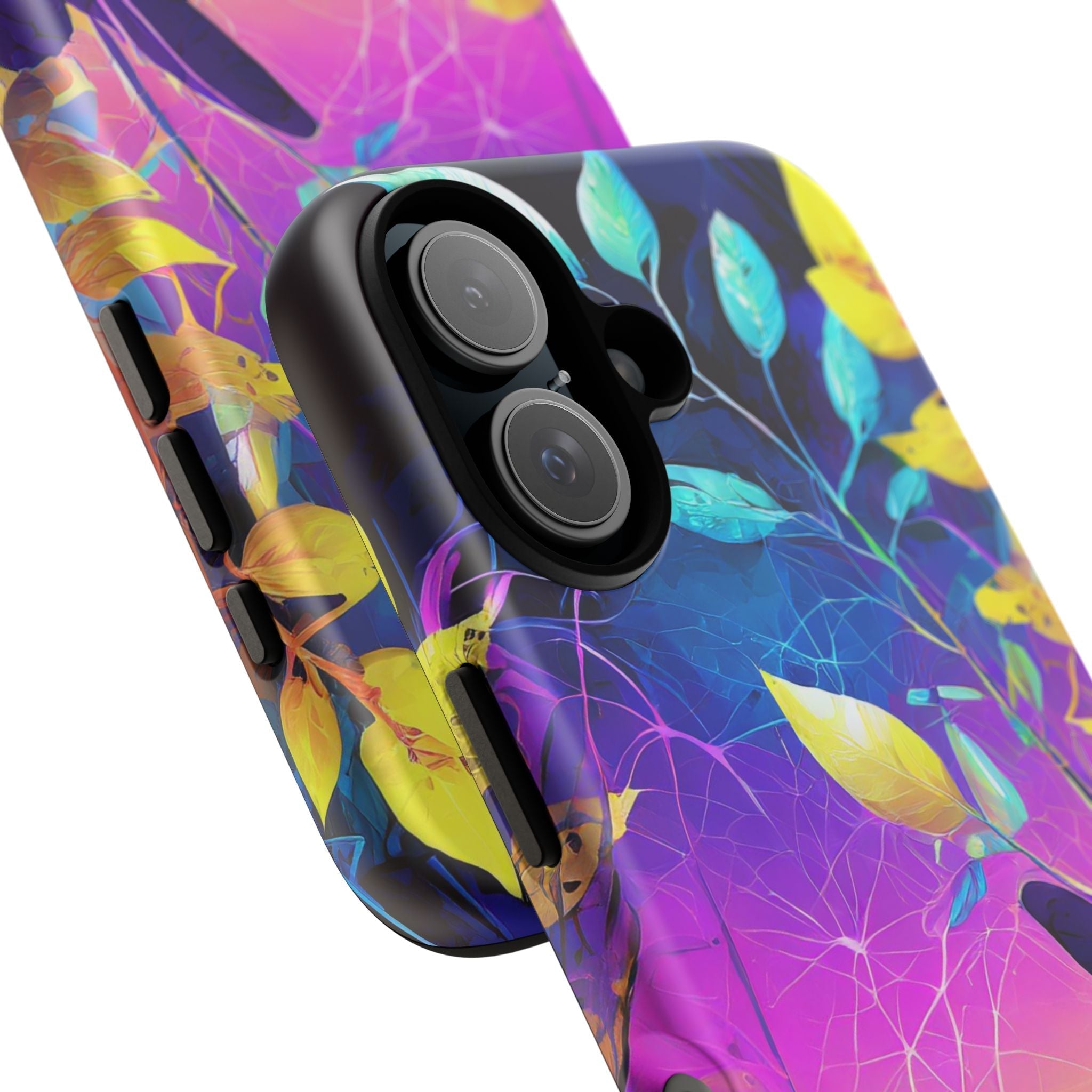 Artistic Vibrant Neon Floral Leaf Tough Phone Case