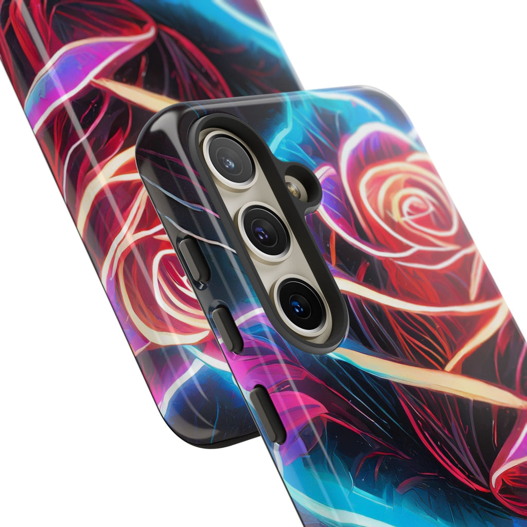 Artistic Neon Rose Tough Phone Case