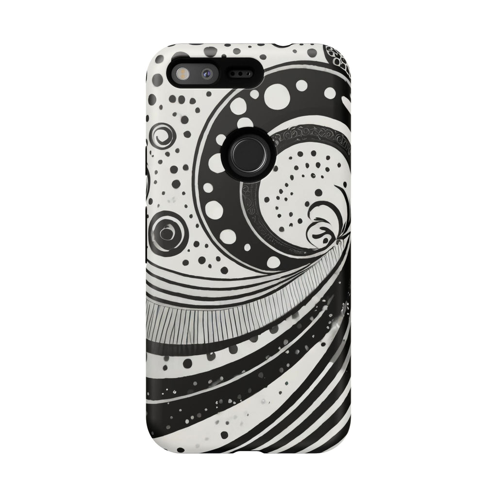 Artistic Black & White Swirl Tough Phone Case