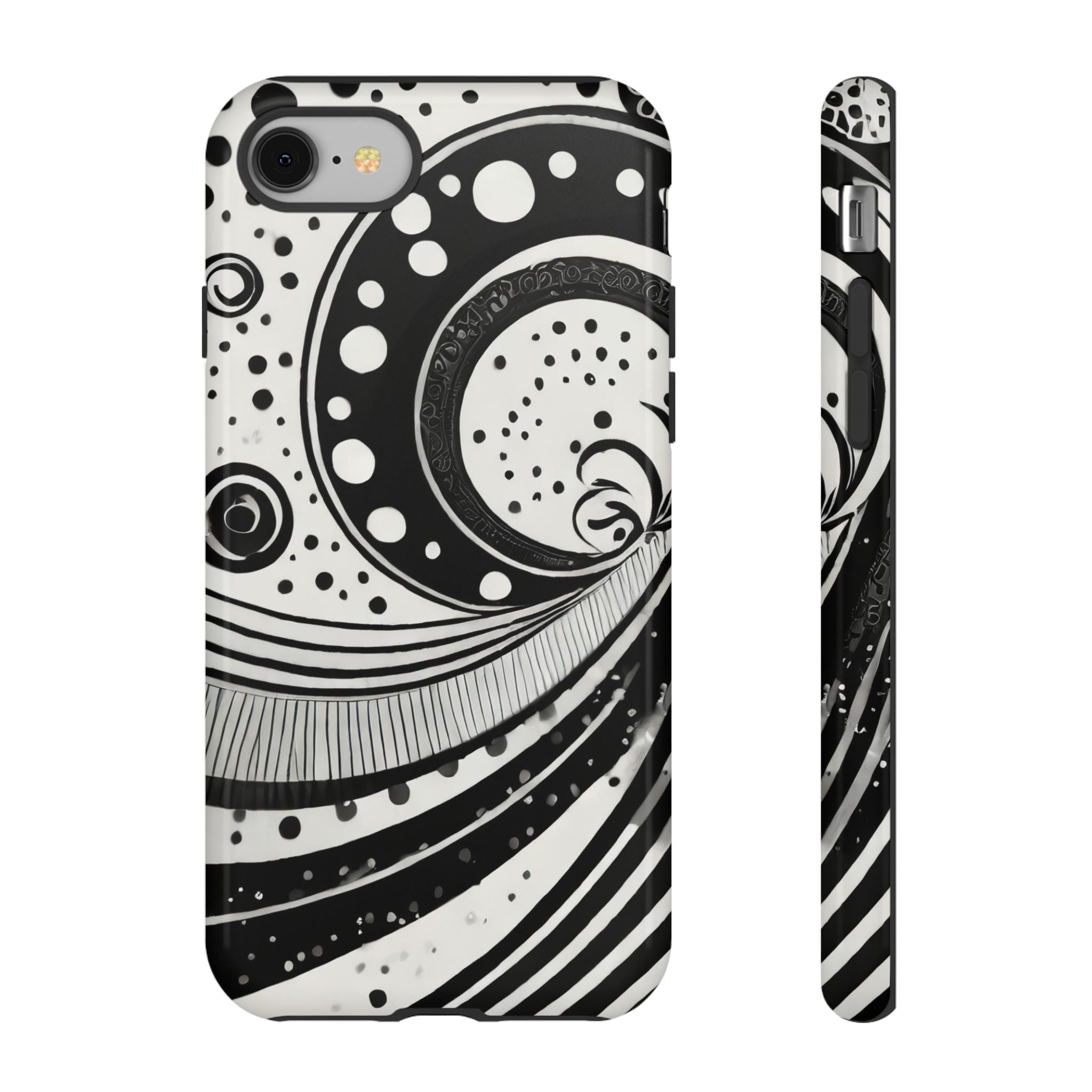 Artistic Black & White Swirl Tough Phone Case