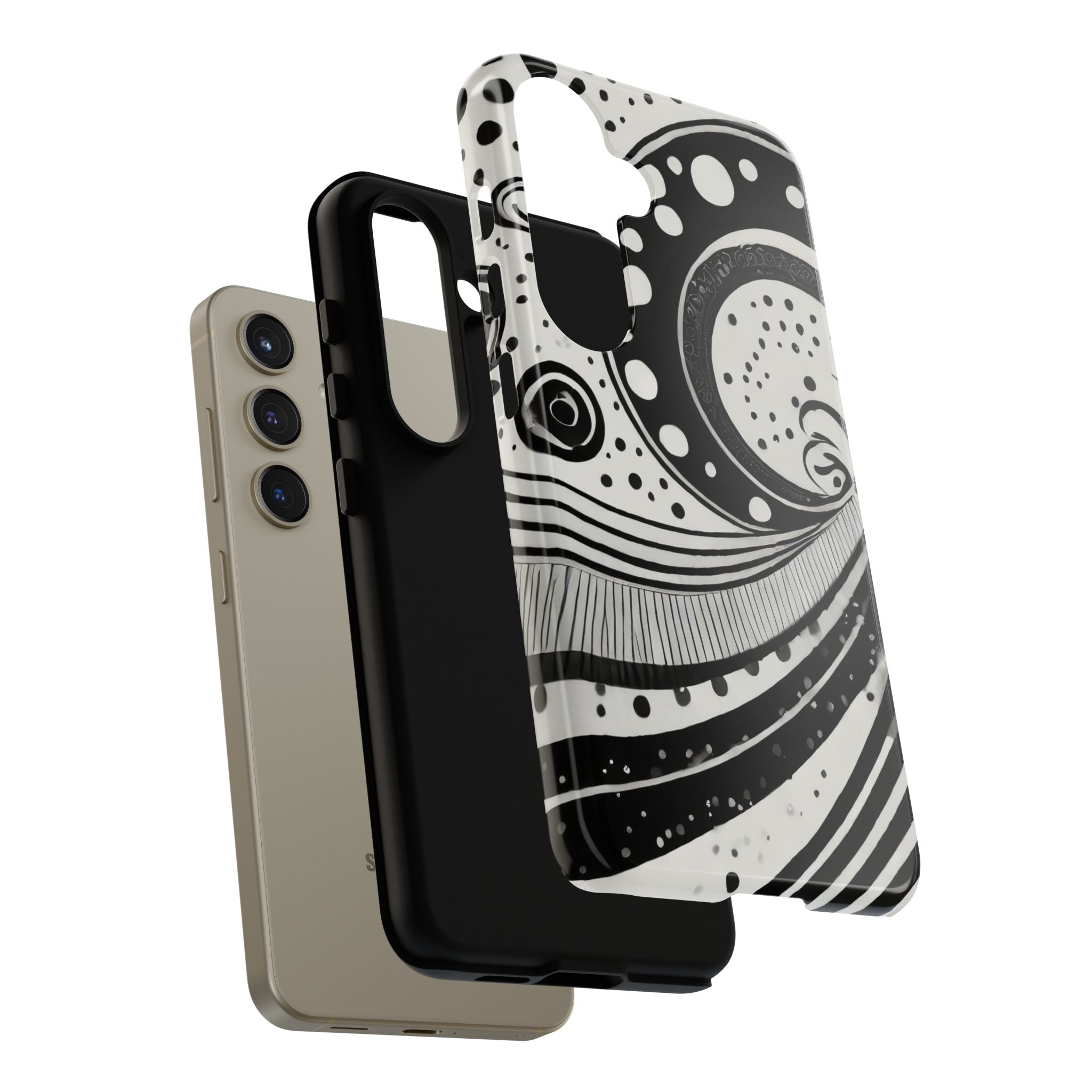 Artistic Black & White Swirl Tough Phone Case