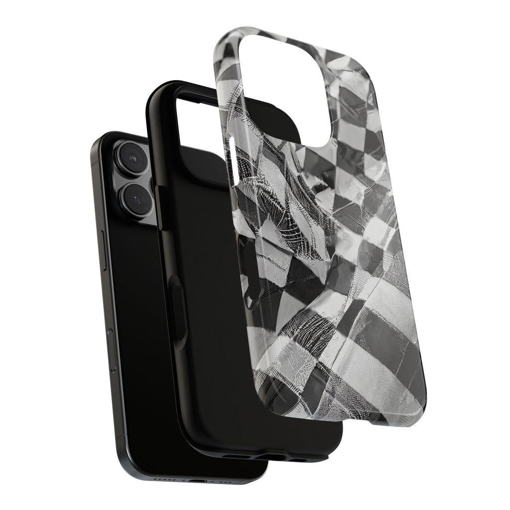 Abstract Checker Print Tough Phone Case