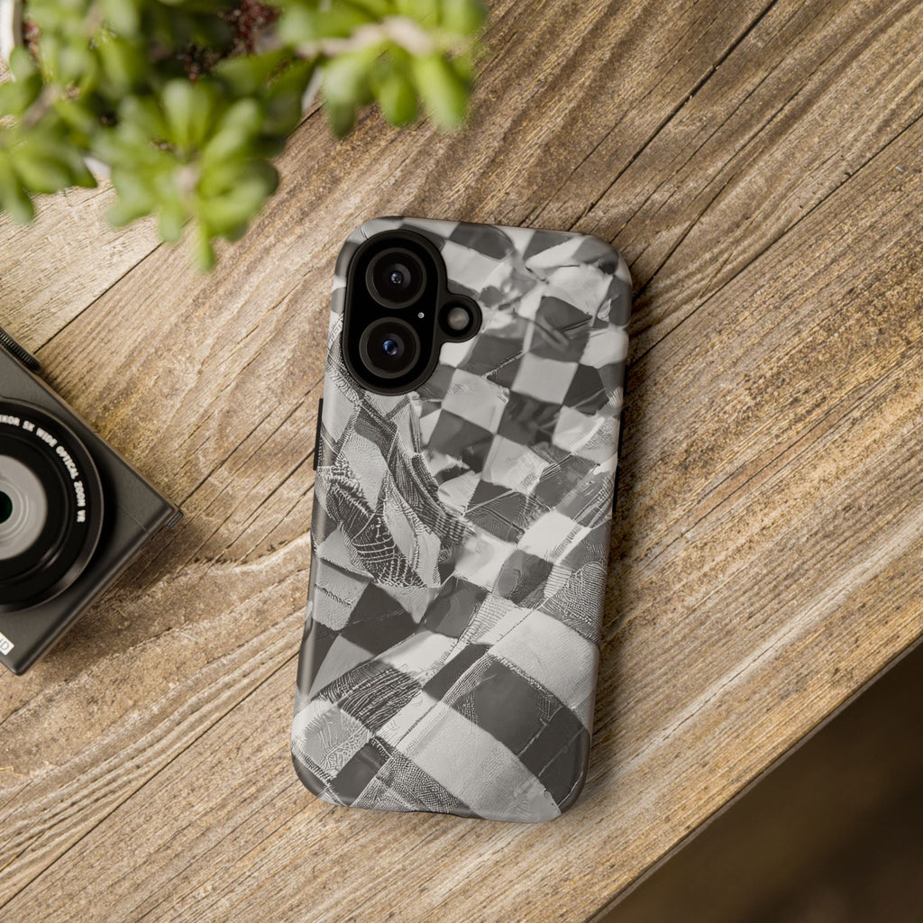 Abstract Checker Print Tough Phone Case
