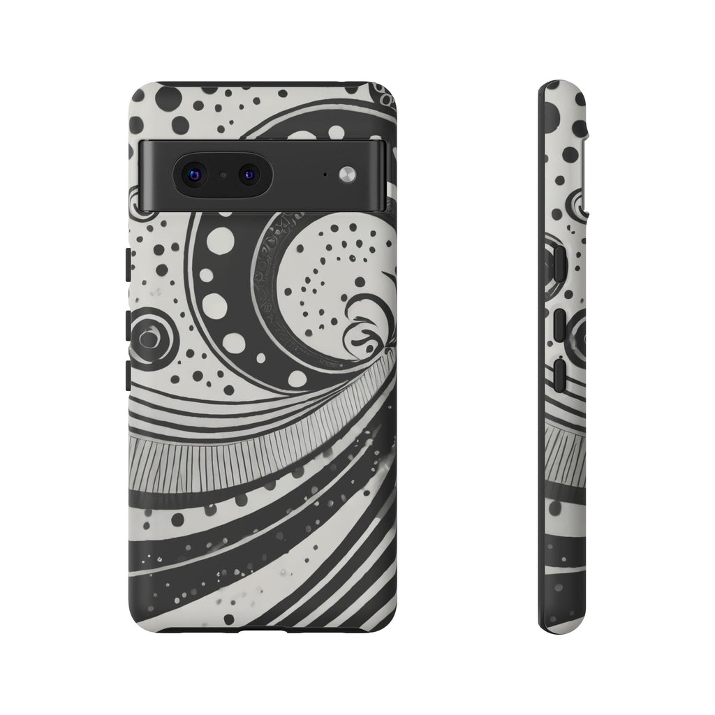 Artistic Black & White Swirl Tough Phone Case