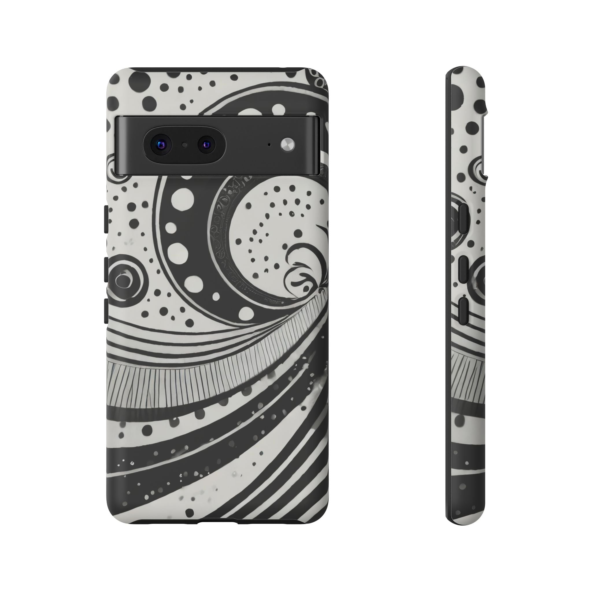 Artistic Black & White Swirl Tough Phone Case